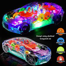 Transparent Concept Racing Car for Kids with Gear Technology 3D Light,Musical Sound